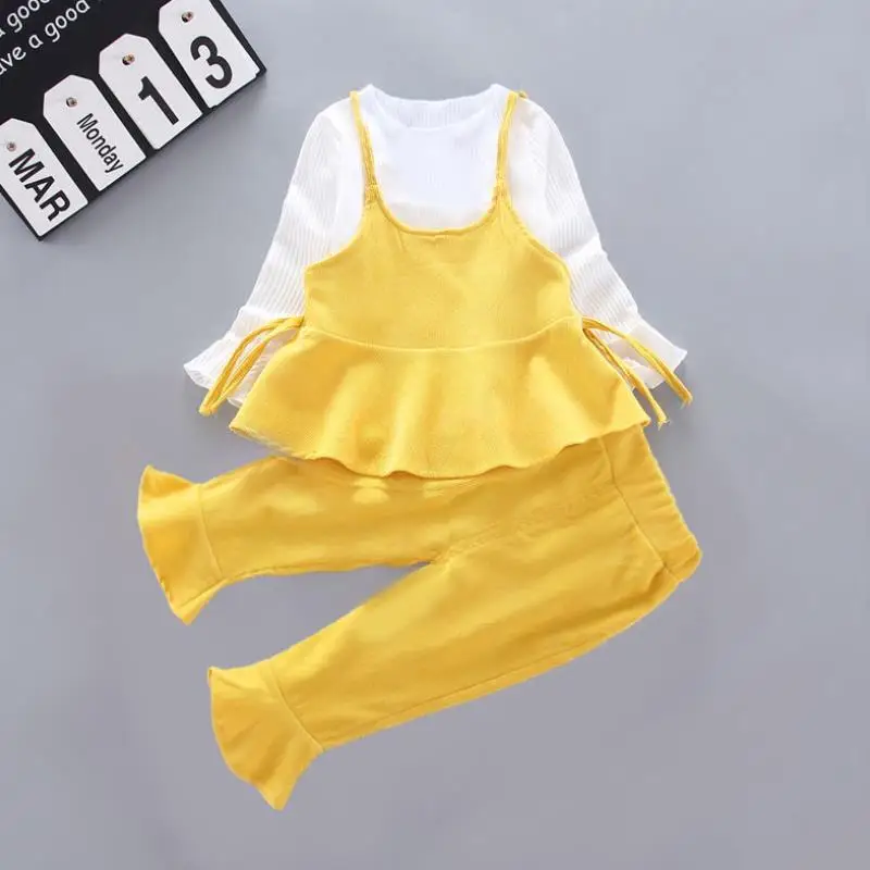 2019 Real Roupas Infantis Children&#39;s Garment Spring And Autumn New Girl Pure Cotton Printing Three-piece Child Suit 0-4y