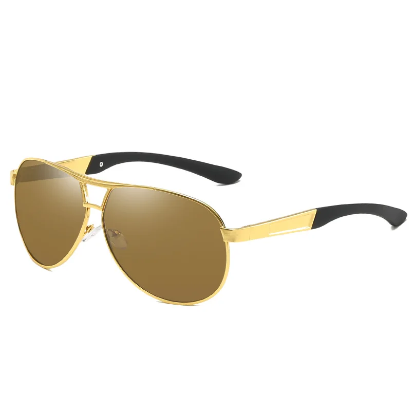 Classic Vintage Polarized Pilot Sunglasses Men Fashion Brand Designer Goggle Driving Mirror Lens Sun Glasses For Male UV400 - Цвет линз: Gold Brown