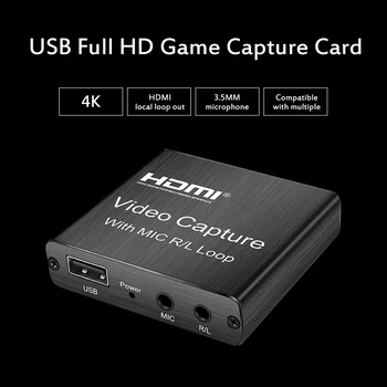 

4K HDMI to USB 2.0 Video Capture Card 1080P HD Recorder Capture Card for PC Youtube Game Live Streaming Broadcast Local Loop Out