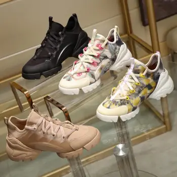 

Shoes Women Designer Sneakers Casual Shoes 2019 Genuine Leather and Lycra women flats Footwear Walking Shoes Vulcanized Shoes