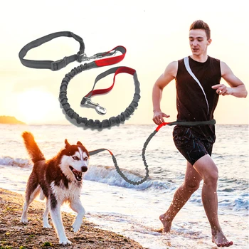

Sport Dog Leash Running Jogging Waist Belt Hand Freely Pet Reflective Elastic Dog Leashs Nylon Adjustable Waist Rope Pet Product