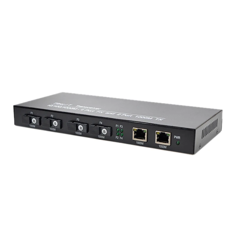 Gigabit Ethernet 1000M Switch Convert 3KM Fiber Optical Media Converter Single Mode 2 RJ45 & 4SC Ports Fibre Optic Transceiver afbeelding