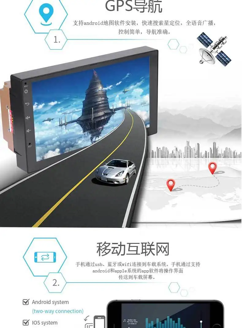 Best 2 Din Stereo Receiver Central Multimidia Android 7 Inch Capacitive Screen MP5 Bluetooth HD Player FM Navigation Auto Radio Car 4