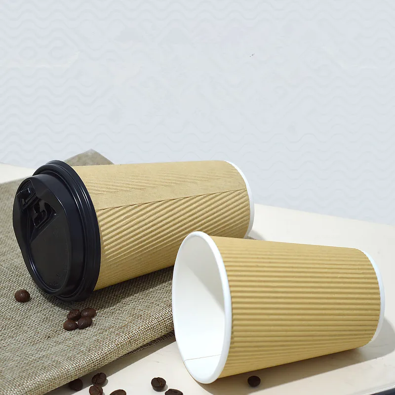 

50pcs High quality thicken insulation disposable coffee cup 8oz 12oz 16oz milk tea soy cold hot drink paper cups with cover