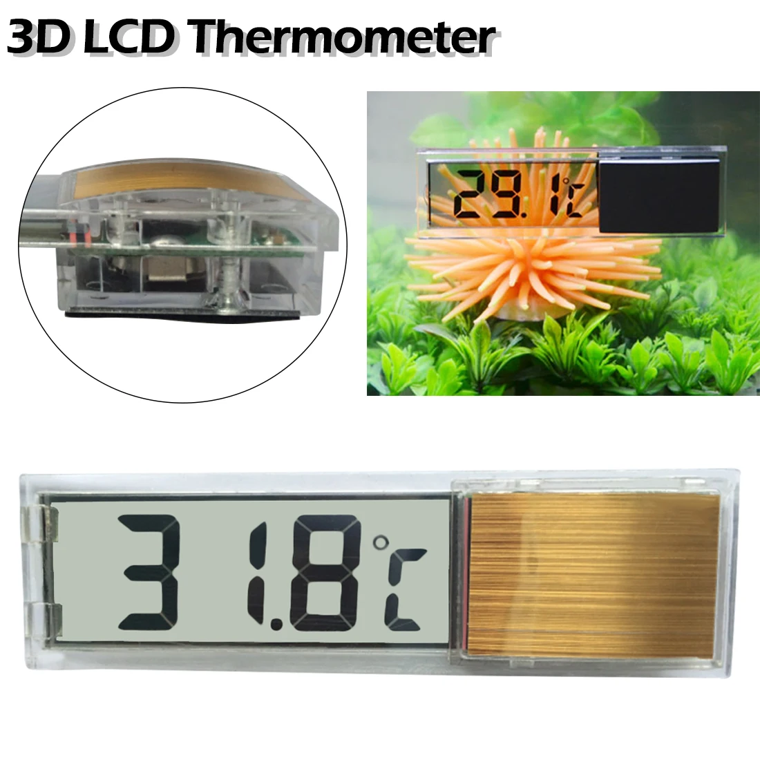 45C-80C аквариум Температура измерительные инструменты 3D с украшением в виде кристаллов цифровой экран LCD для аквариума Стекло Температура воды метр