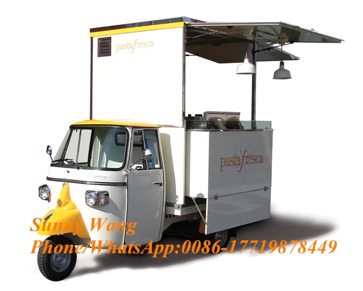 Быстрый мобильный Piaggio пищевой трехколесный винтажный ланч-грузовик сэндвич-тележка пищевой прицеп барбекю грузовик пищевой вагон передвижной пищевой фургон