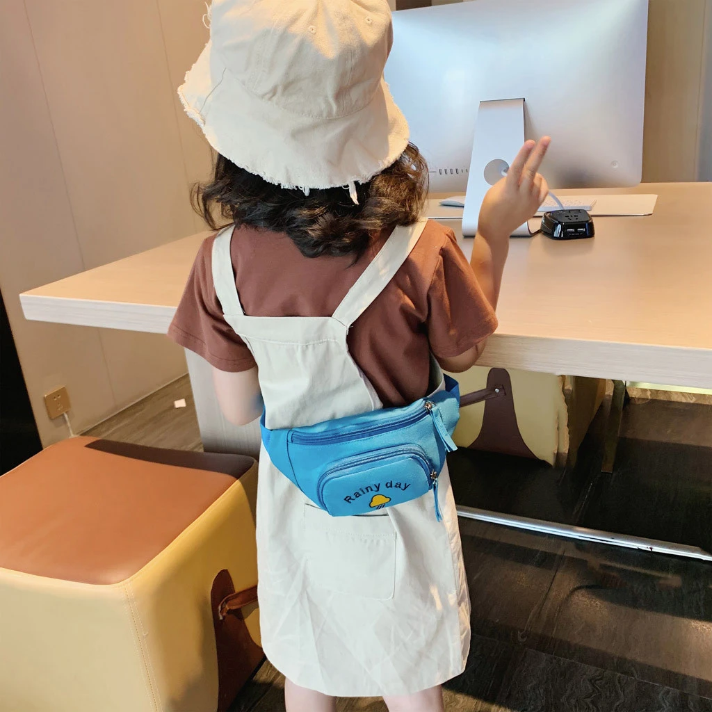 2019 Hot Sale Solid Color Child Joker Crossbody Waist Purse Cartoon Canvas Zipper Chest Bags Pocket Pocket Shoulder Bag 826