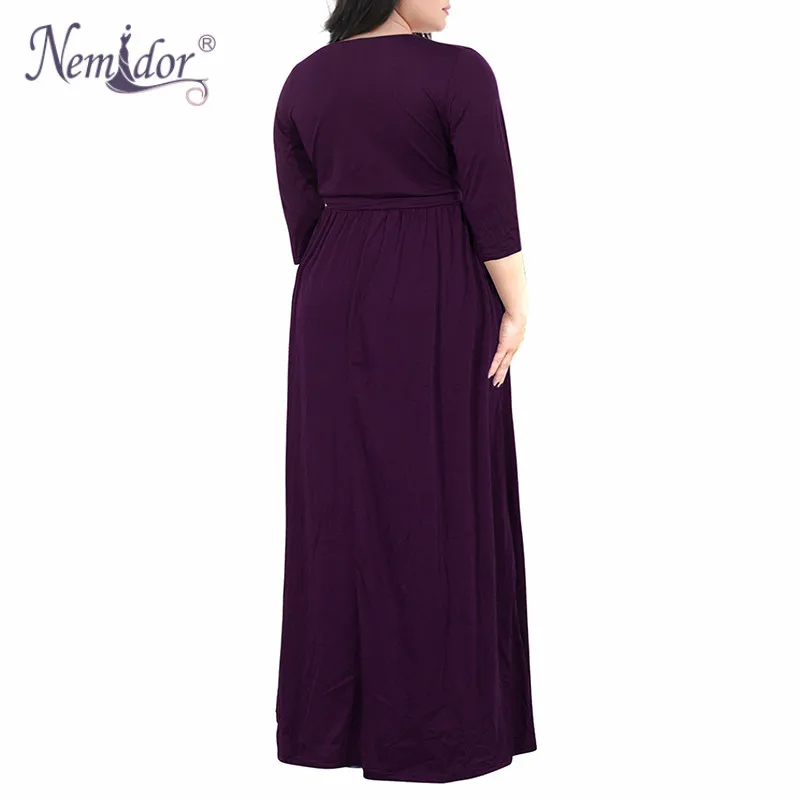 Nemidor Women's 34 Sleeve Floral Print Plus Size Casual Party Maxi Dress (2)