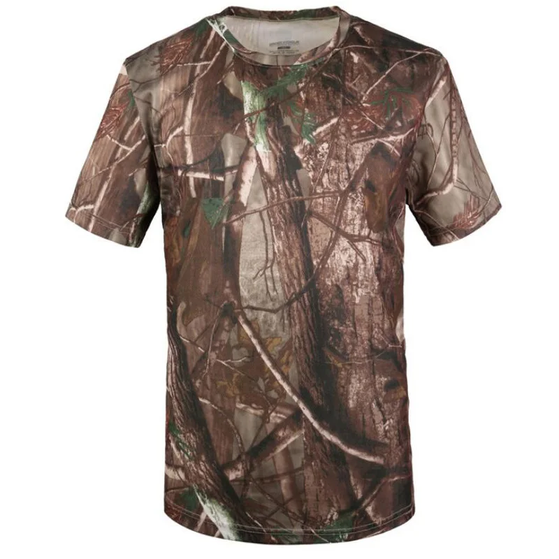 tree camo Камуфляжная мужская летняя футболка, быстросохнущая футболка с коротким рукавом, мужская верхняя одежда, Военная Тактическая Боевая футболка для фитнеса - Цвет: tree camo