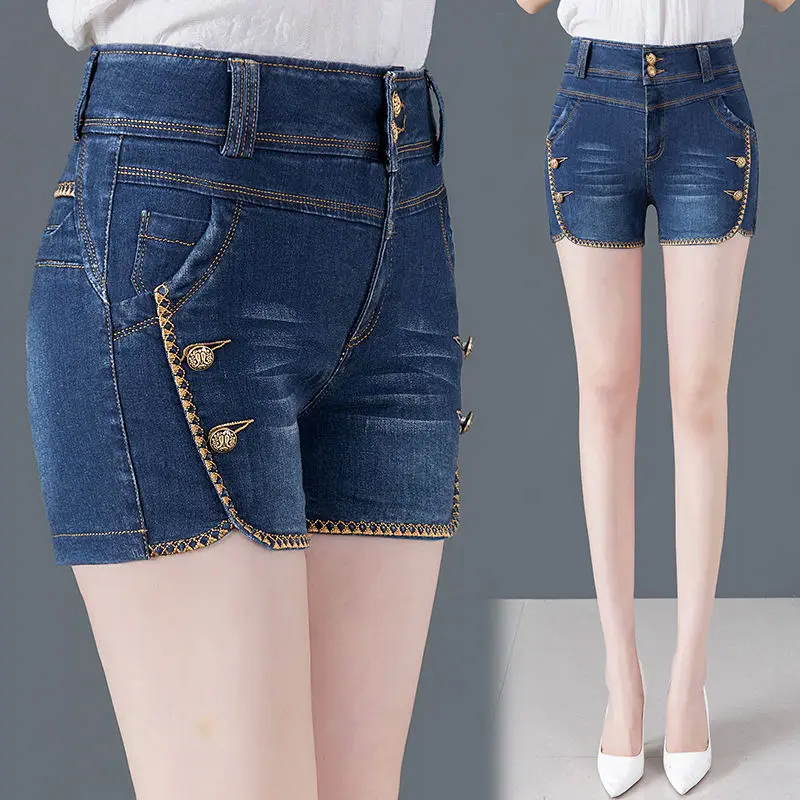 2019 Fashion Women Denim Shorts Jeans Winter Female High Waisted Short New Ladies Push Up Skinny Slim Sex Breasted Denim Shorts