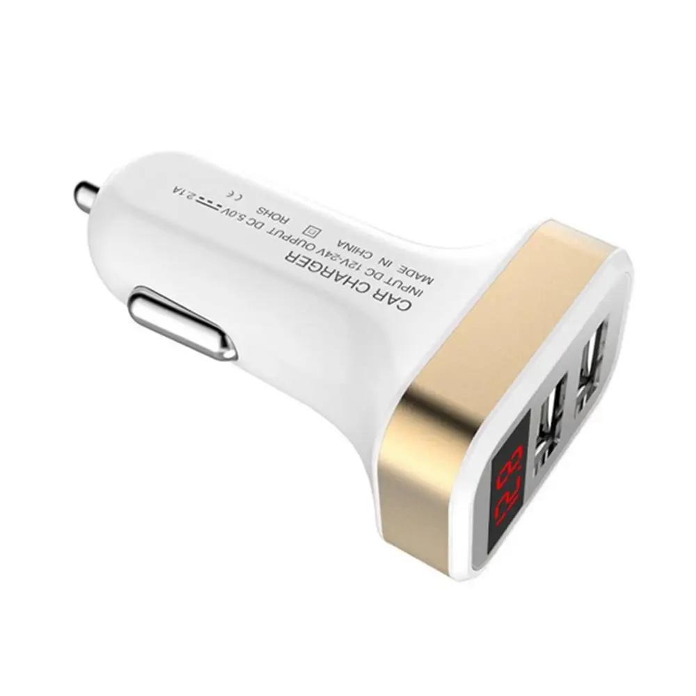 Автомобильное зарядное устройство с двумя usb-портами, цифровой светодиодный дисплей, 2 порта, автомобильное зарядное устройство для смартфонов, планшетов, 5 В, 2,1 А, быстрая зарядка