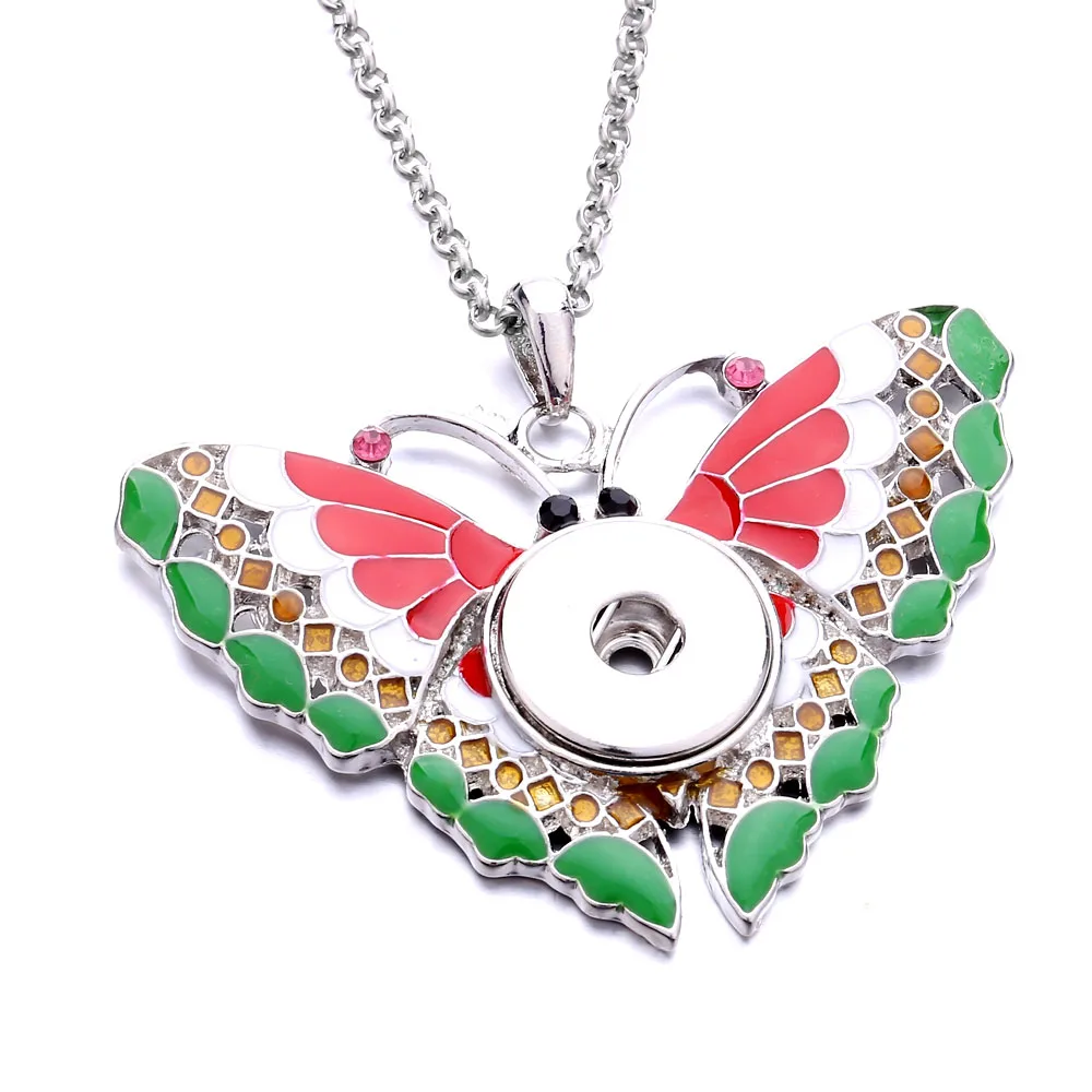 New Colorful Butterfly Snap Button Necklace Jewelry Fit 18mm Metal Buttons Pendant | Украшения и аксессуары
