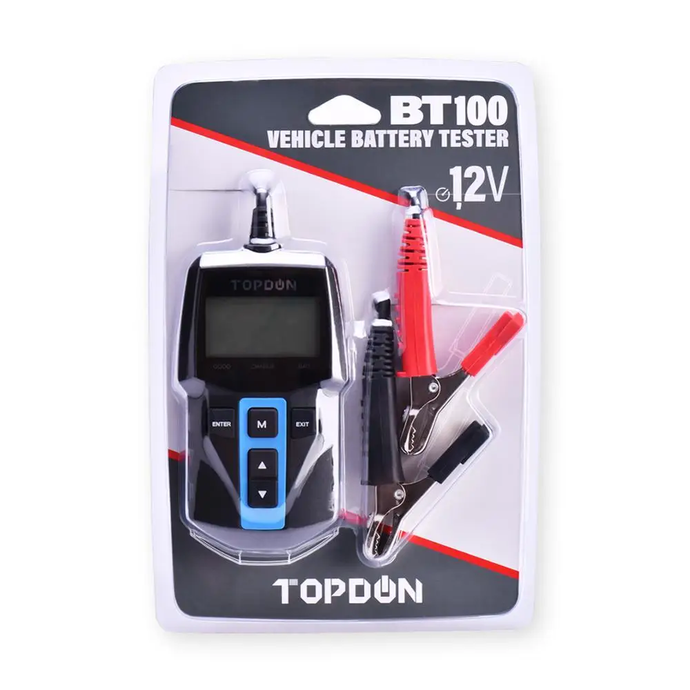 Тестер автомобильного аккумулятора TOPDON BT100 12 в 100 2000 CCA цифровой анализатор для