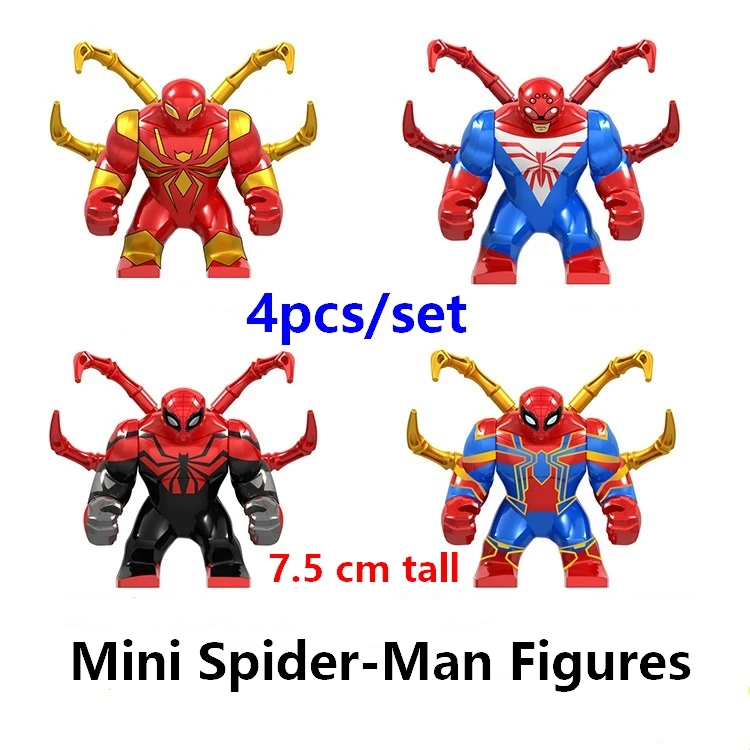 

4pcs/set 7.5 cm tall Mini Spiderman Figure Far From Home Avengers Superhero Marvel Building Blocks Compatible With Lego Toy Gift