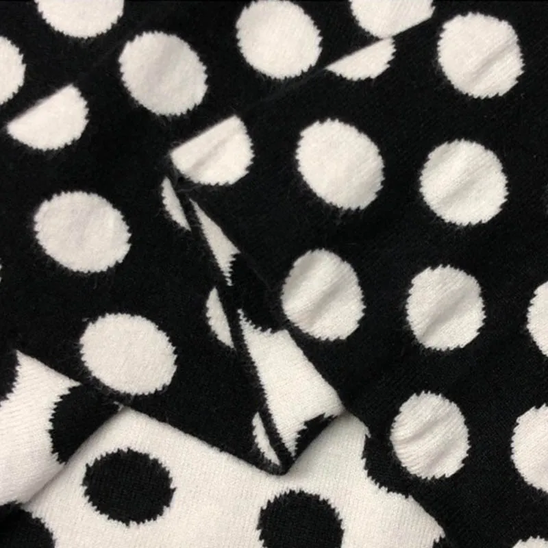 Корейский стиль осень зима классический винтаж изысканный красивый горошек узор высокая талия трикотажная прямая женская длинная юбка