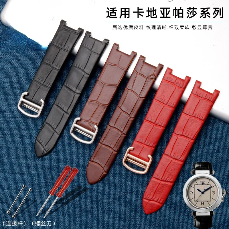 Cinturino Per Orologio In Vera Pelle Per Cartier Serie Pasha Notch Pelle Bovina Da Donna, Cinturino Morbido Sottile Nero 20 X12