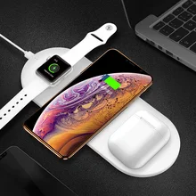 3 в 1 беспроводная зарядная станция для iPhone X XS MAX XR Qi Быстрая зарядка Беспроводная зарядная панель для Apple Watch Airpods Подставка для зарядки