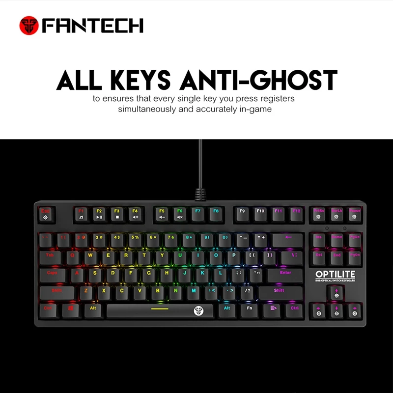 Fantech MK872 игровая клавиатура RGB клавиатура с подсветкой оптический переключатель механическая клавиатура водонепроницаемая электронная спортивная механическая клавиатура