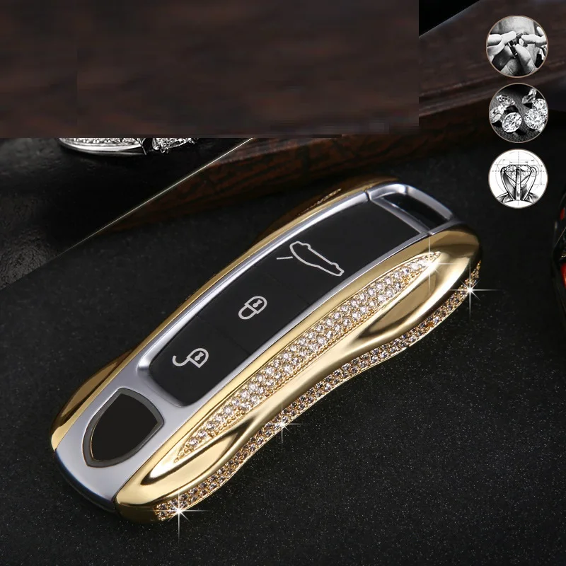 Silver Key Bag Case Keyless Cover Shell 1pcs for Porsche Panamera 2017 2018 2019