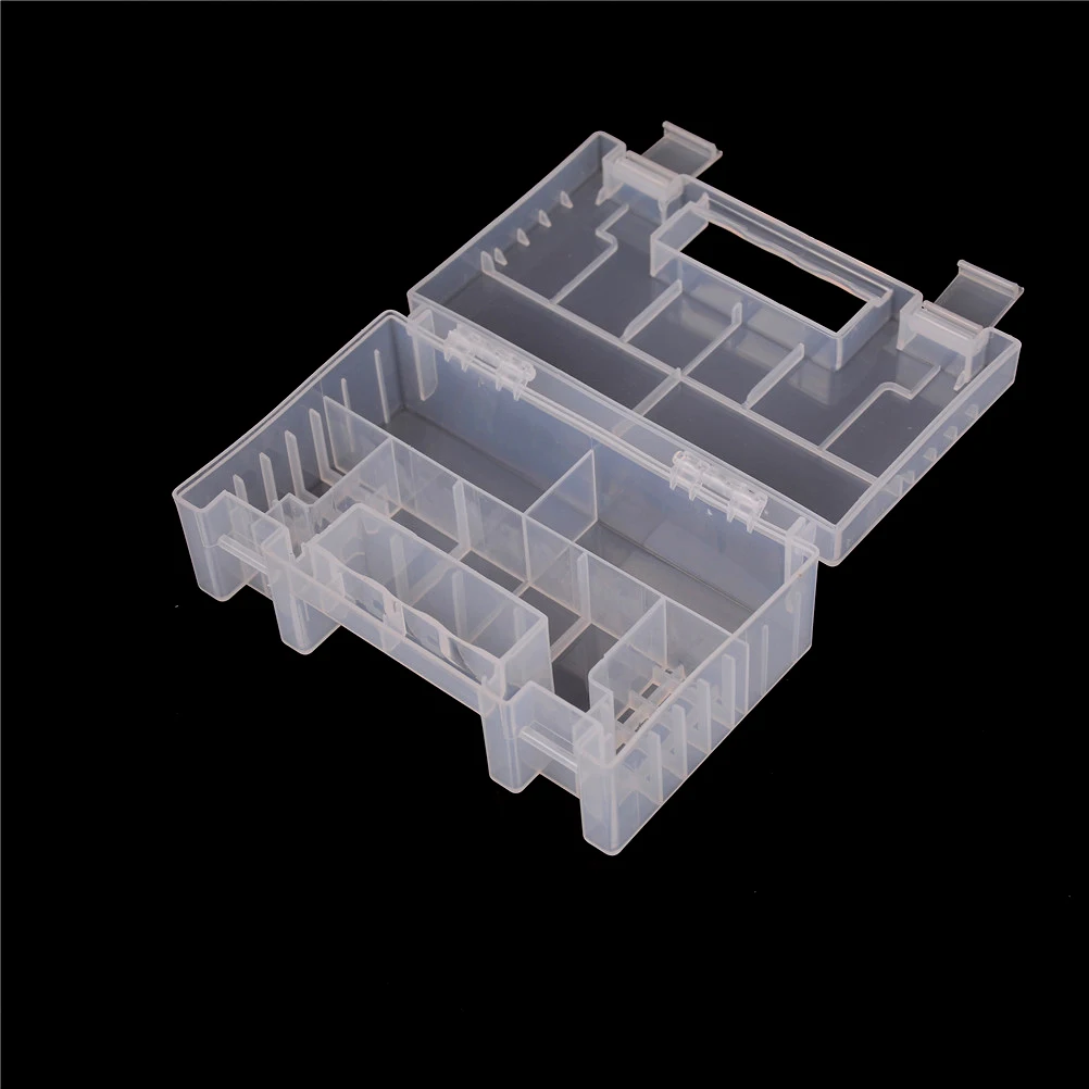 1Pc Large Battery Storage Box Clear White 15 X 9 X 5.5cm Portable Hard Plastic Case Holder For AA/AAA