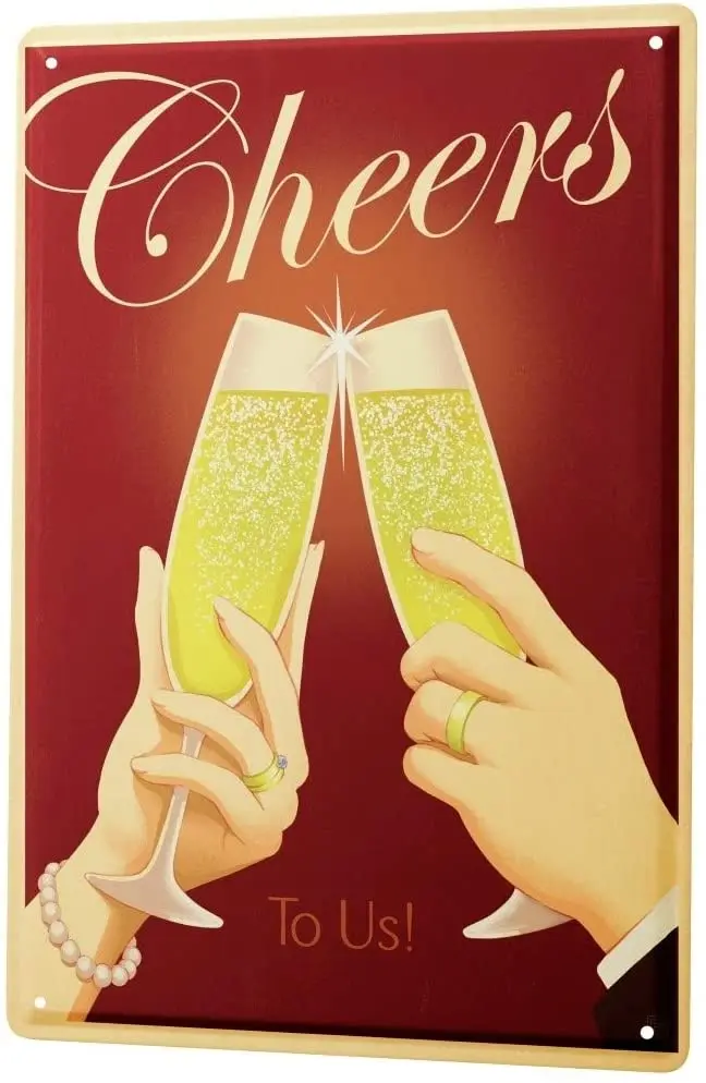 

SINCE 2004 Tin Sign Metal Plate Decorative Sign Home Decor Plaques 20X30 cm Cheers Champagne Glasses Bar Pub Restaurant Decor