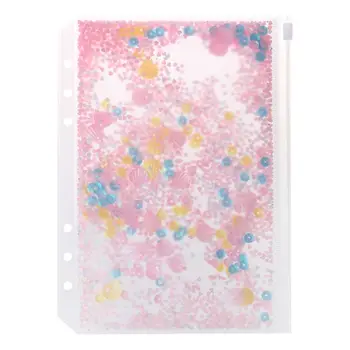 

Pink Sequins Storage Zipper Bag Case A5 A6 Divider Planner Accessories Shake Card For Spiral Notebook School Supplies
