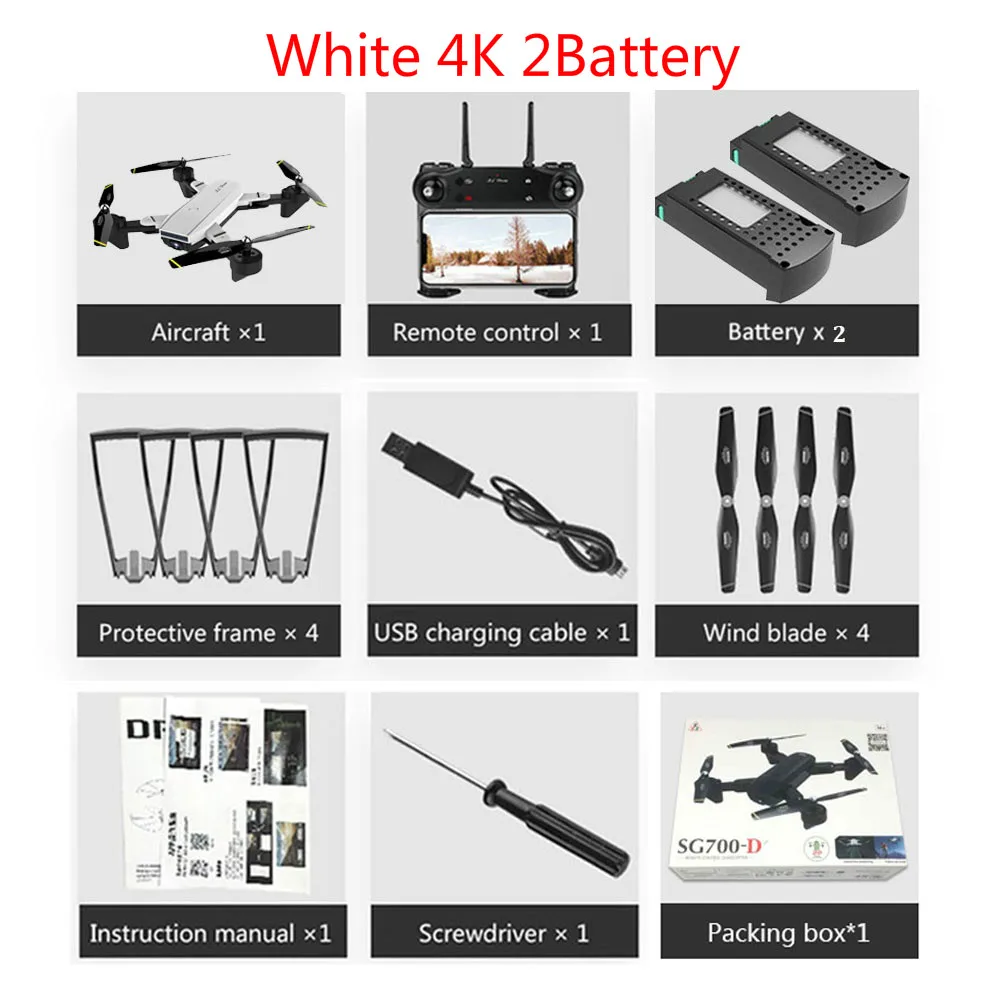 White 4K 2B Мини Дрон 4K Квадрокоптер, Дрон Дроны с камерой HD rc вертолет 4k Профессиональный дрохне com камера Квадрокоптер Гоночные Игрушки - Цвет: White 4K 2B