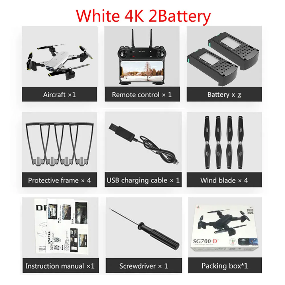 Мини Дрон 4K Квадрокоптер, Дрон Дроны с камерой HD rc вертолет 4k Профессиональный дрохне com камера Квадрокоптер Гоночные Игрушки - Цвет: White 4K 2B