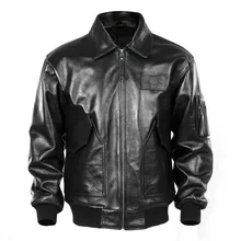 Men Black USAF Pilot Leather Jacket Genuine Cowhide Winter Military Russian Aviator Leather Coat Customized FREE SHIPPING
