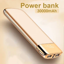 Для Xiaomi Mi iphone 7 8 XR 11 30000 мАч Внешний аккумулятор внешний аккумулятор 2 USB светодиодный внешний аккумулятор портативное зарядное устройство для мобильного телефона