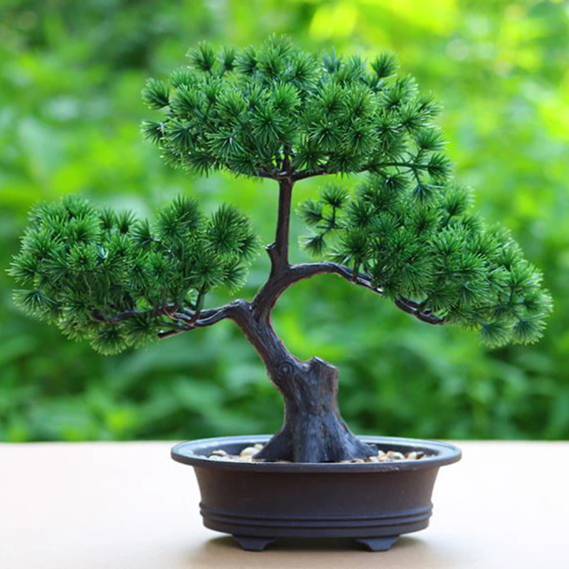 1xDecorative Искусственный Реалистичная Пластик настольная искусственная Bosnai дерево горшок для растений