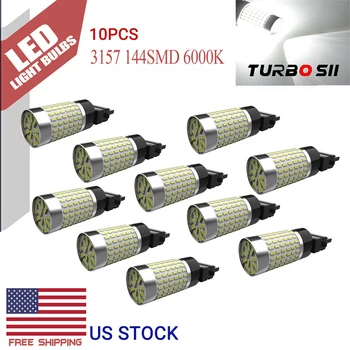 

10PCS 3156 3157 LED Reverse Backup Lights Bright white 144smd Stop Brake Tail Parking light for Ford Chevy Toyota Camry