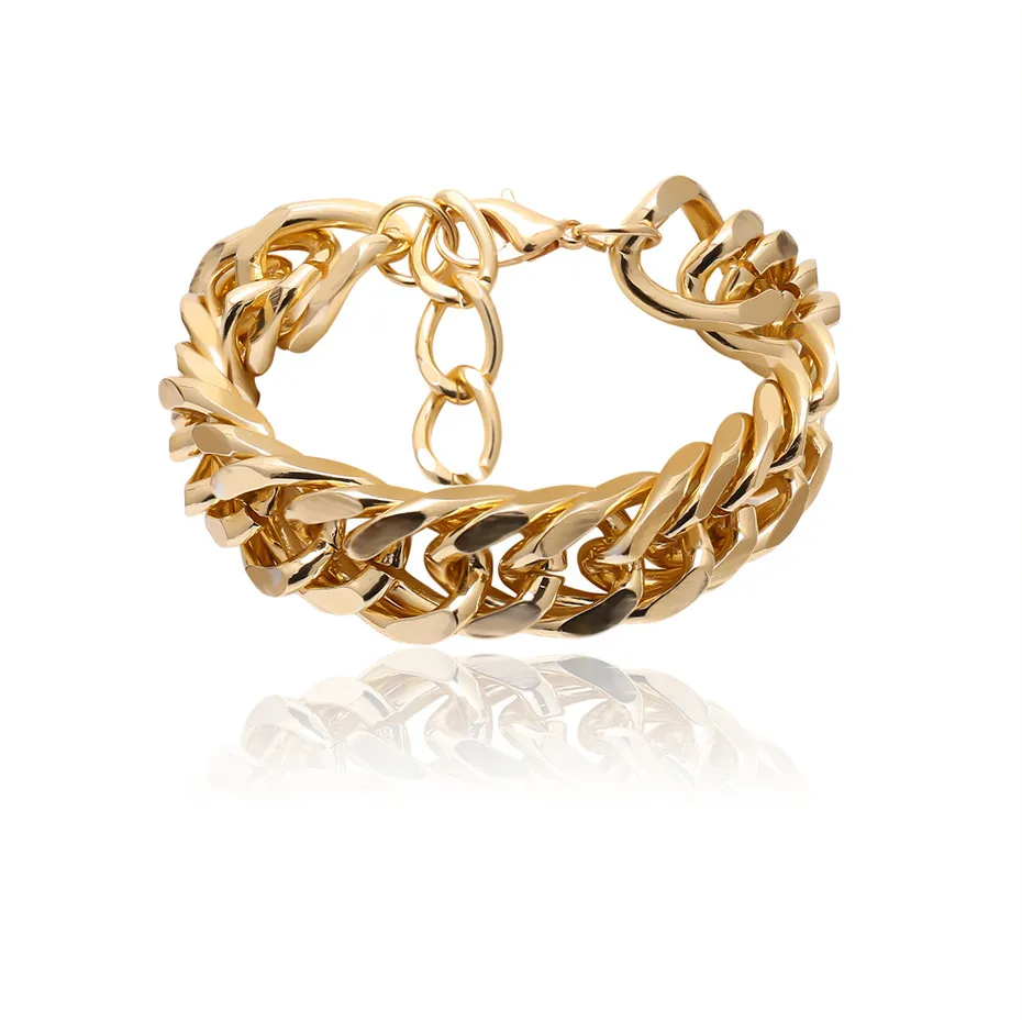 Gold Ingemark панк, кубинская змея, браслет на цепочке, браслет, аксессуары для женщин, Boho, тяжелый металл, массивный замок, браслеты для женщин, ювелирные изделия - Окраска металла: Gold