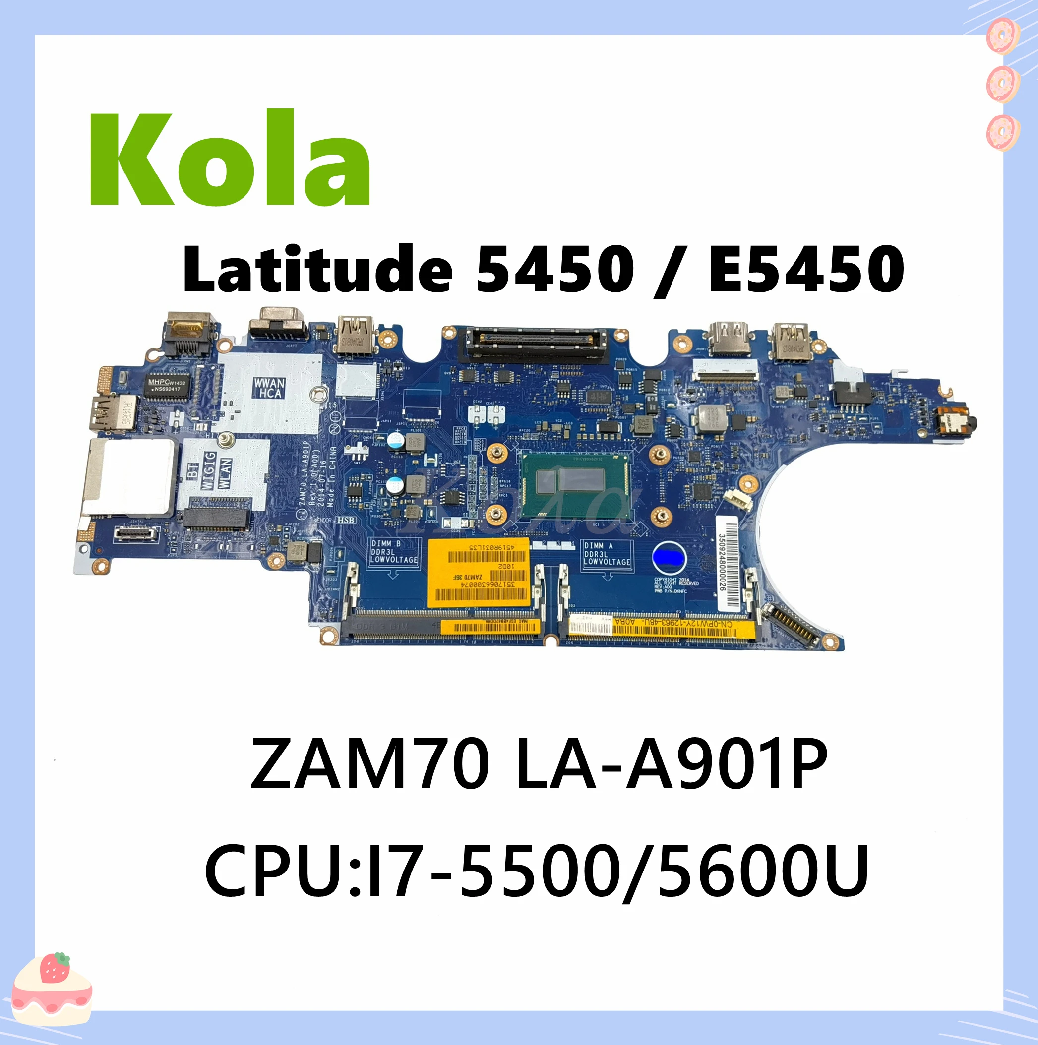 Материнская плата ZAM70 для Dell Latitude 5450 E5450 материнская с фотографией/5600U центральный