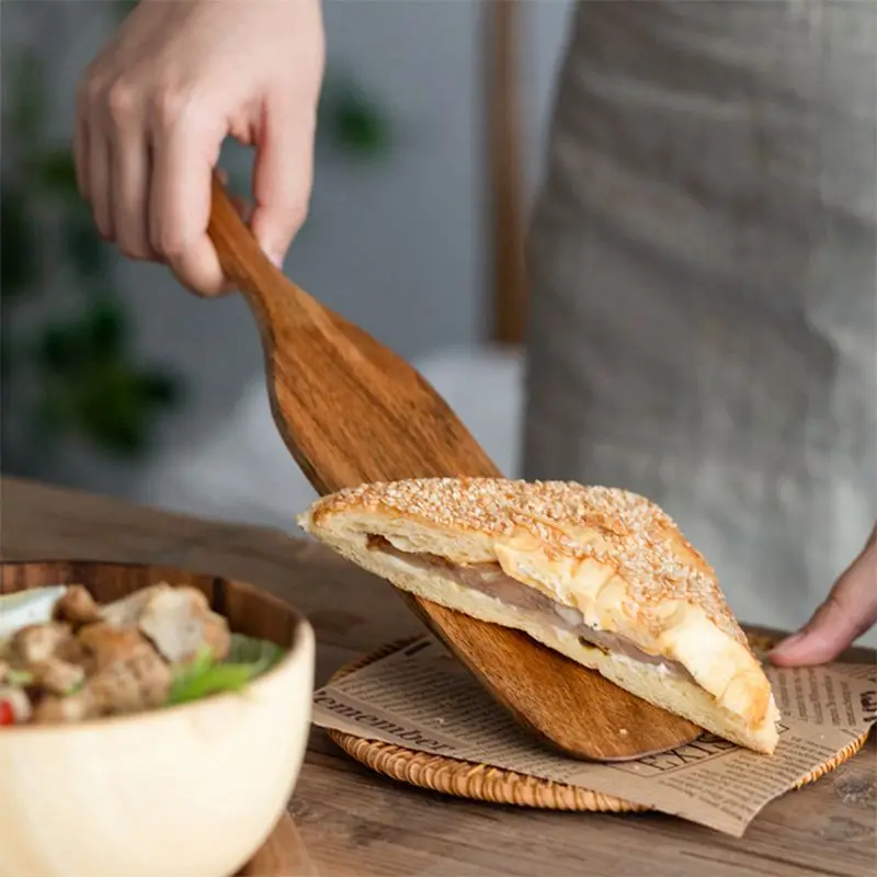 Wooden Spatula For Cooking Slotted Spurtle Kitchen Utensil Non-Stick Long Shank Matter Mixture Shovel Trowel Dinnerware