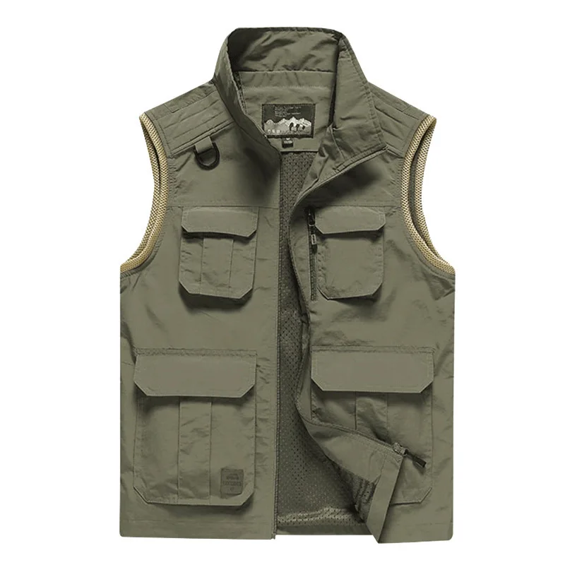 Customizable Men Outdoor Casual Quick-Dry Waistcoat Photography Reporter Vest Multi-pockets Vest 1909