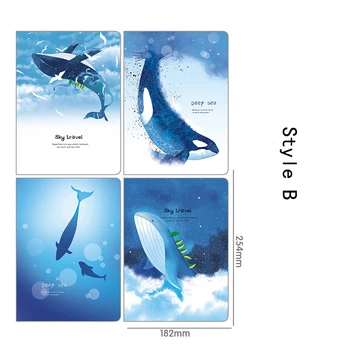 

4pc B5 Large Cartoon Notebook Paper Planner Agenda School Travelers Notbook Flamingo Cat Blue Whale Notepad