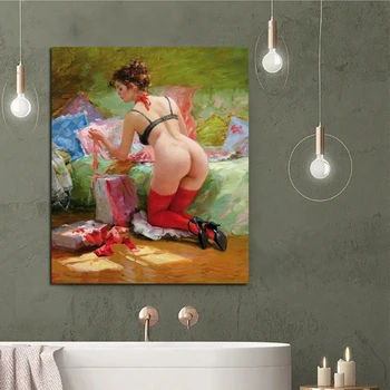 

Nude Woman Sexy Wallpaper Frameless Oil Painting Posters Modern Wall Art Canvas Painting Unique Gift For Art Wall Home Decor
