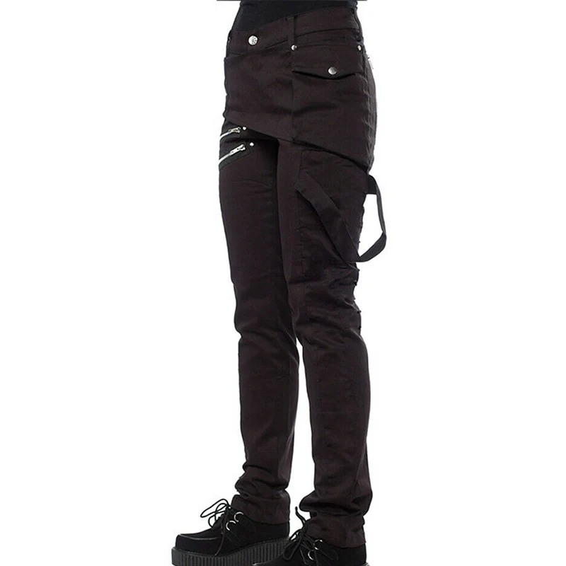 Женские готические брюки на молнии с карманами и заклепками, брюки в стиле стимпанк, брюки в стиле рок, SSA-19ING
