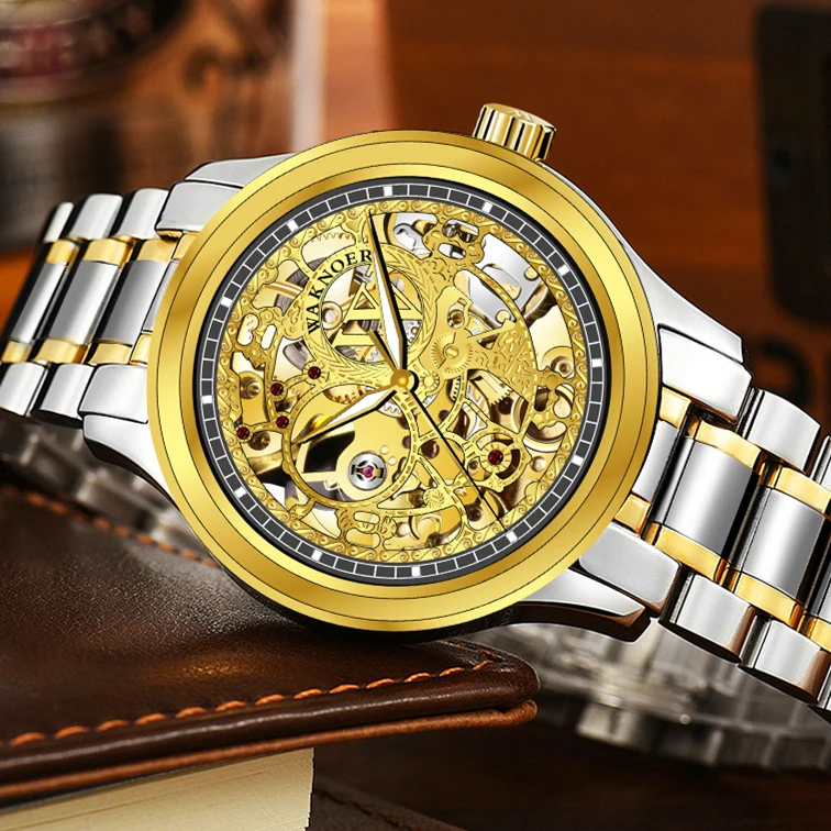 

Men's Luxury Wristwatch Metal Steel Automatic Mechanical Watches WAKNOER 2019 Design Business Male Relogio Masculino Saati