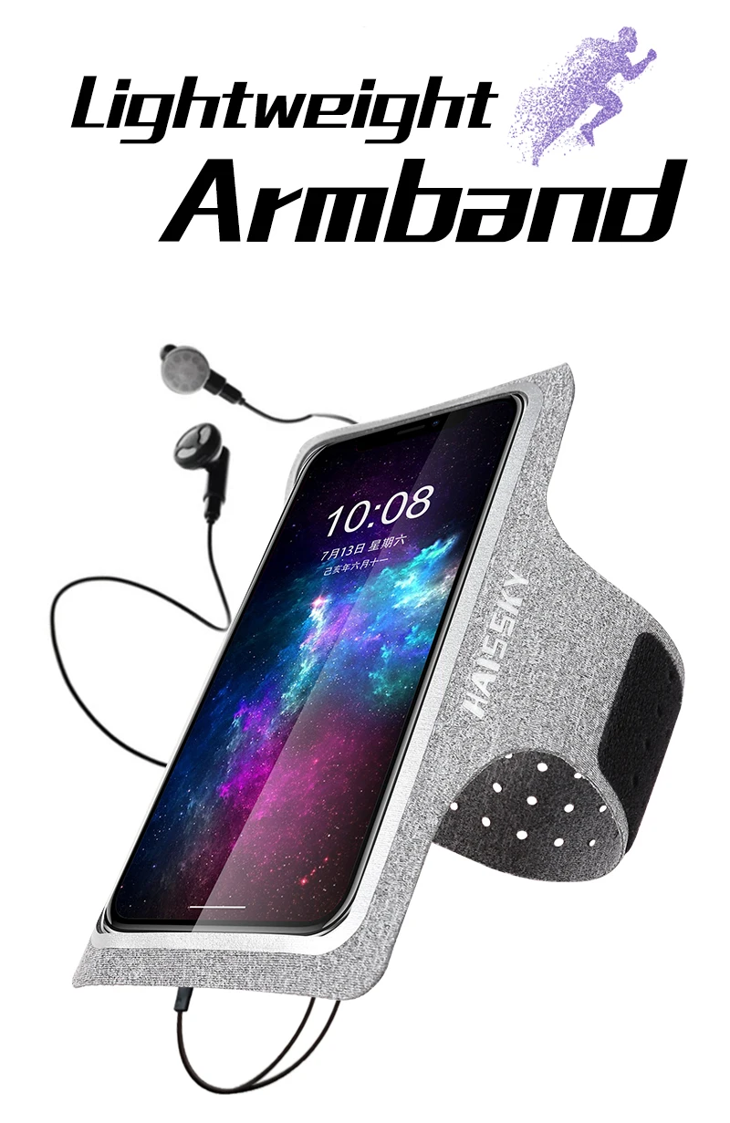 Haissky водонепроницаемый спортивный нарукавник для iPhone 11 11 Pro Max X 6 7 8 Plus 6,7 дюймов Универсальный нарукавный чехол для samsung S10 A70 A50