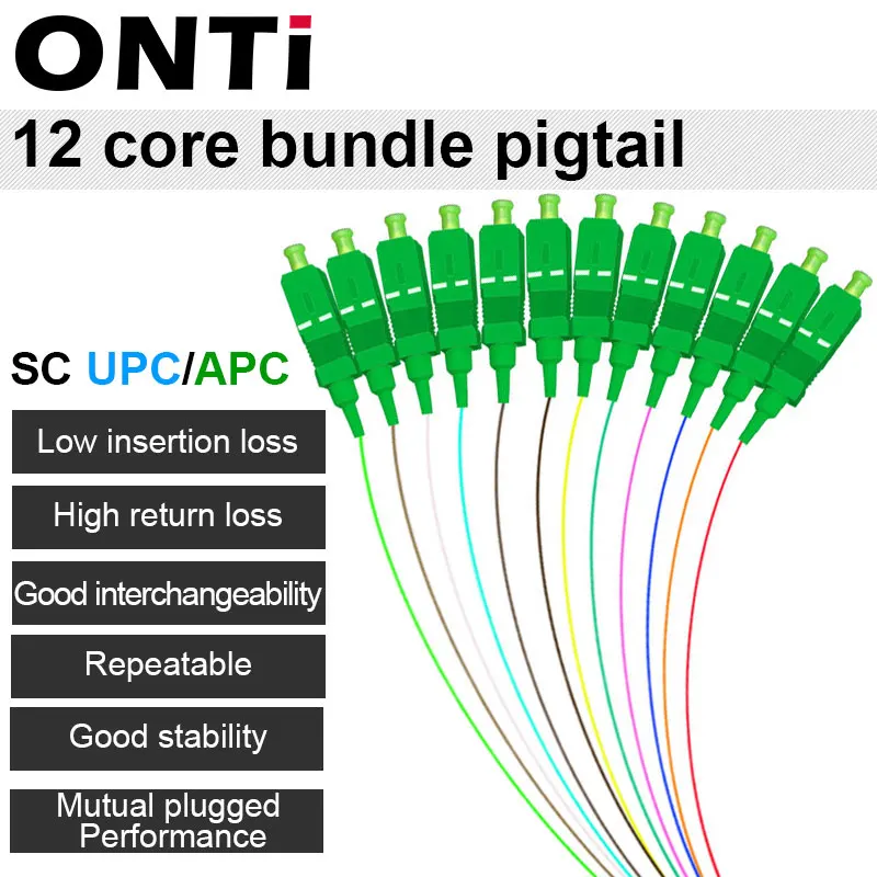 ONTi 12 цветов SC APC/UPC Pigtail-SM(9/125) волоконно-оптический al патч-корд/Pigtail 1 м fanout LC/UPC