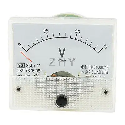 

Plastic Shell Dial Rectangular Voltmeter Panel Meter Gauge AC0-75V 85L1-V