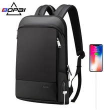 BOPAI, новинка, тонкий рюкзак для ноутбука, мужской, USB, 15 дюймов, рюкзак, Противоугонный, водонепроницаемый