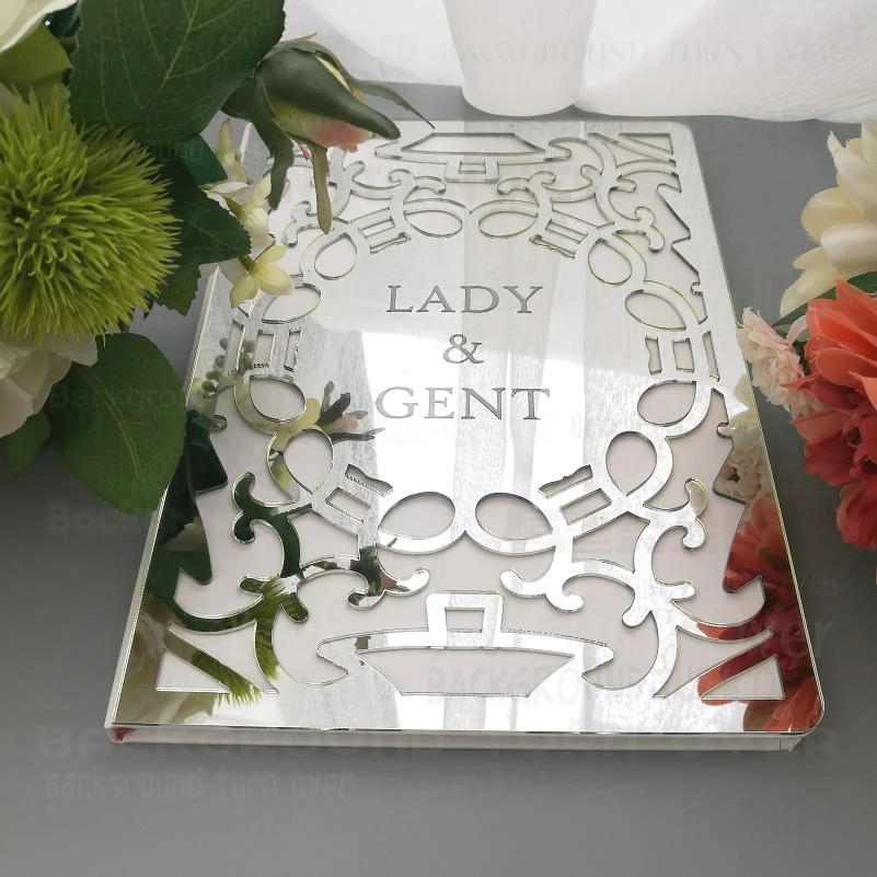 Guest Book Mirror Names Date Wedding Guestbook Blank Favor Details Personalized Rustic Alternative Album G011