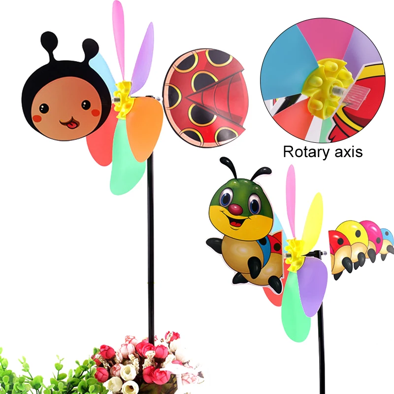 Wind Spinner Pinwheel Windmill 3D Lovely Beautiful Plastic Color Random Insect Decor Lawn Yard Garden