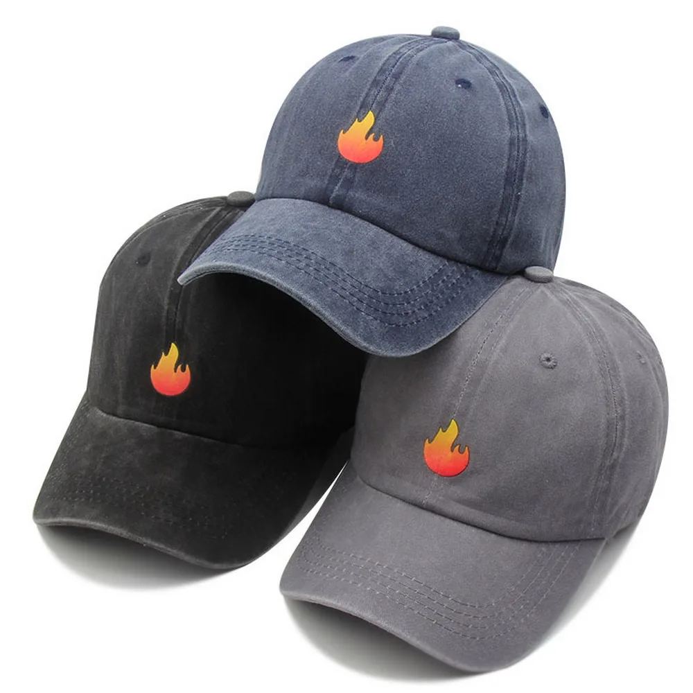 

Four Seasons Unisex Baseball Caps Retro Old Style Cotton Flame Print Pattern Outdoor Play Travel Simplicity Hats