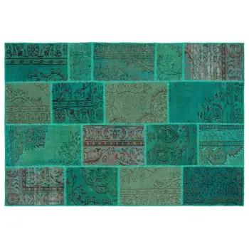 

Handmade Green Vintage Overdyed Patchwork Area Rug 160x232 Cm-5'3''X7'7''