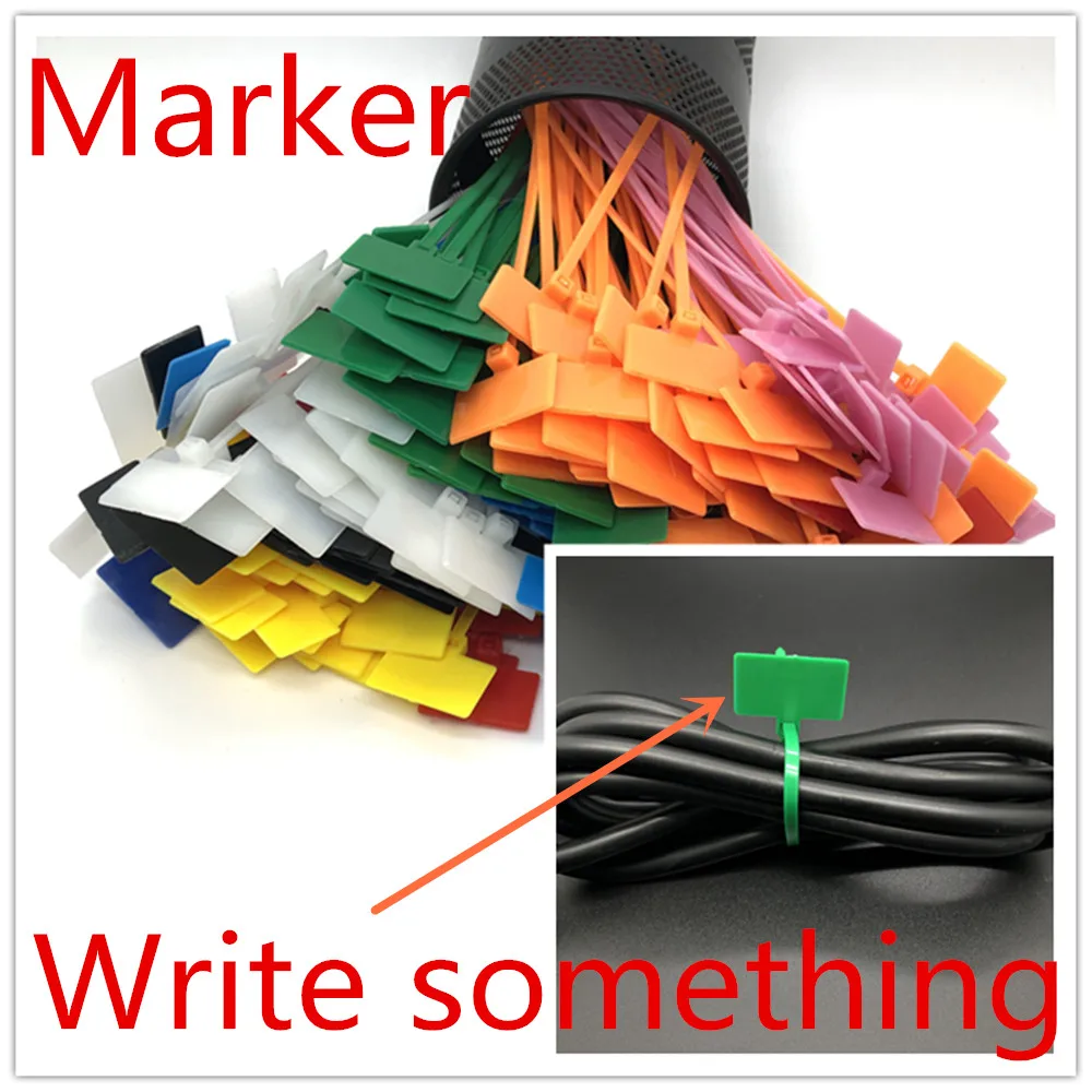 100 шт. застежки молнии цветные ярлыки для проводов и кабелей нейлоновые