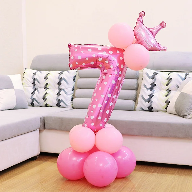 15pcs balloons 7 Первый день рождения Девушка Вечерние розовый воздушный шар для колонны 1-й декорации с днем рождения Дети Один Год 2-й 3 4 плакат "с днем рождения" Декор - Цвет: 15pcs balloons 7
